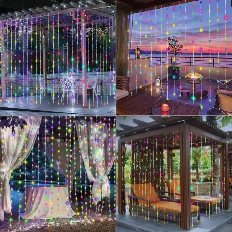 Rideau lumineux solaire 600/300/200/100LED, guirlande lumineuse féerique d'extérieur, décorations de noël et de mariage, décoration de jardin