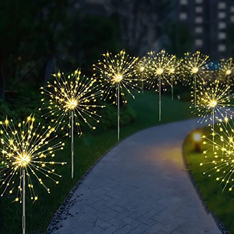 LED Solar Fireworks Lights Garden Decoration Fairy Lights Waterproof Outdoor Dandelion Lawn Lamp for Garden Landscape Lawn Decor
