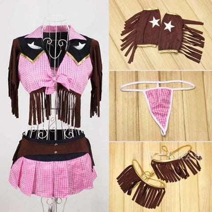 2025 Déguisement d'Halloween de cow-girl rose pour adulte, tenue de cirque, bal masqué d'Halloween, costume de