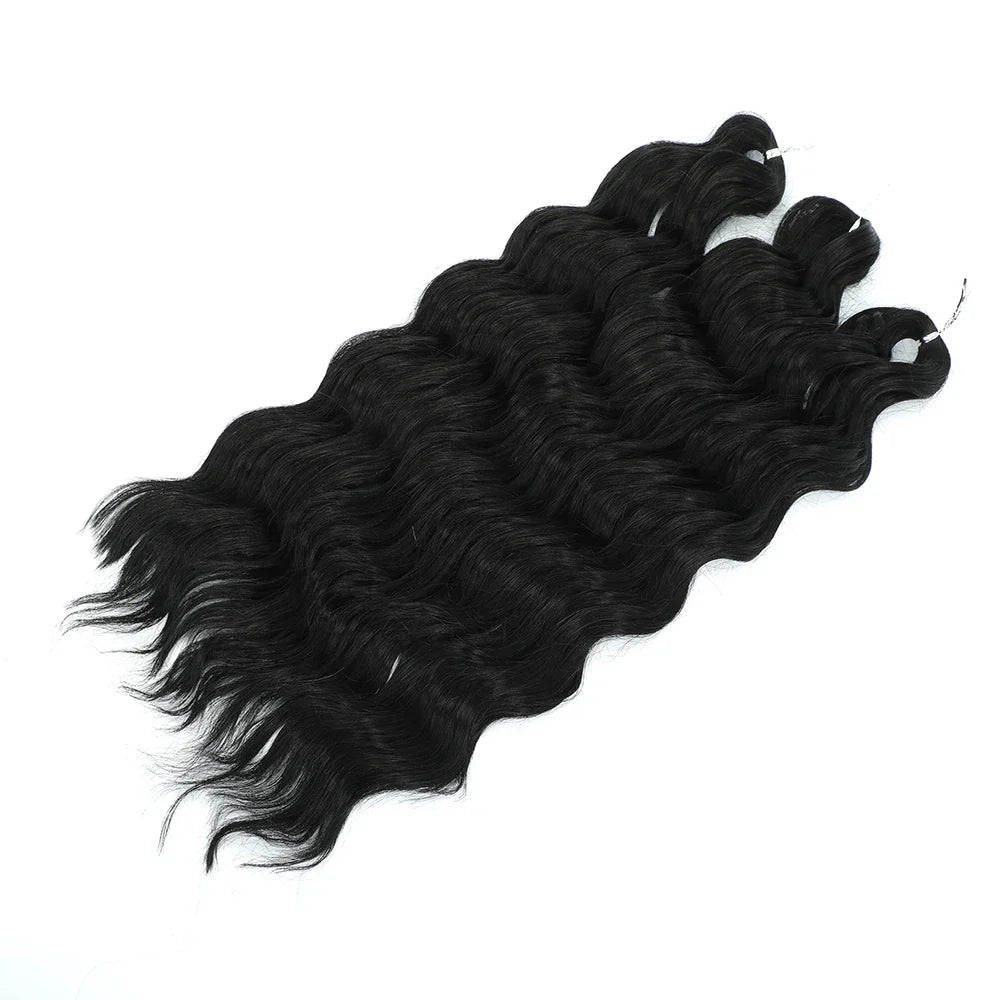 24Inch Crochet Hair Synthetic Braiding Hair Extensions Water Wave Ombre Rainbow color Fake Hair ANNA Deep Wave Curly Hair