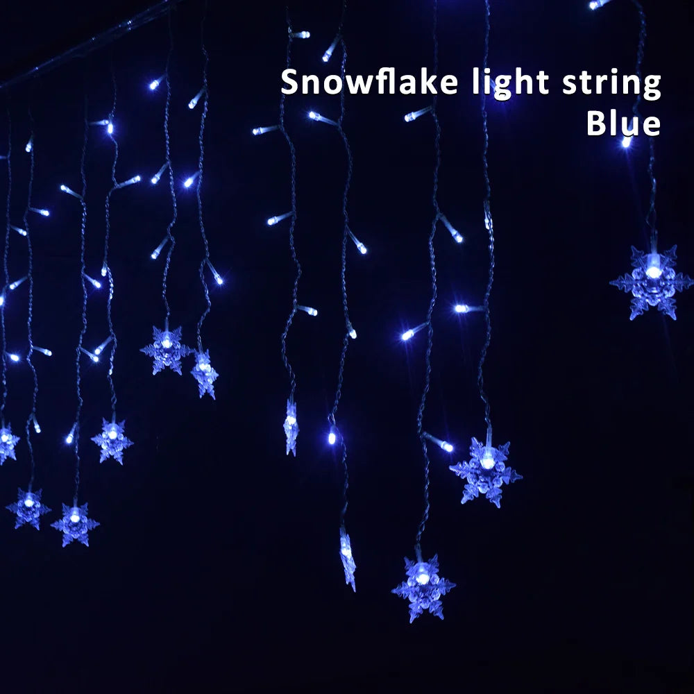 Guirlande lumineuse flocon de neige, 8 Modes, EU 220V US 110V, lumières de noël, décoration de salle, rideaux lumineux Led