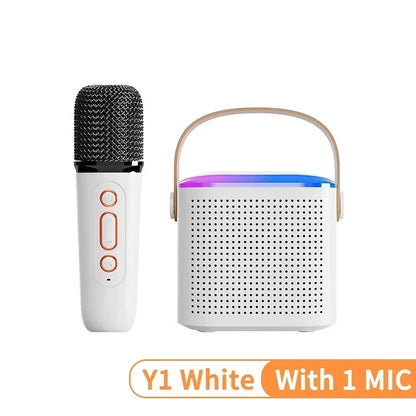 Mini karaoke machine, LED speaker with Bluetooth, suitable for family birthday party, microphone for girls and boys.