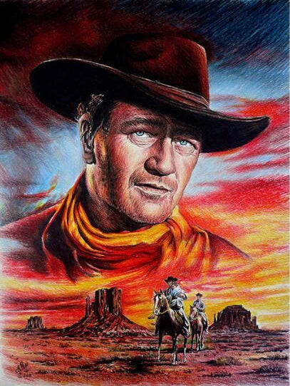 5D DIY Diamond Painting Cowboy John Wayne Full Round Diamond Mosaic Picture of Rhinestones Diamond Embroidery Home Decoration