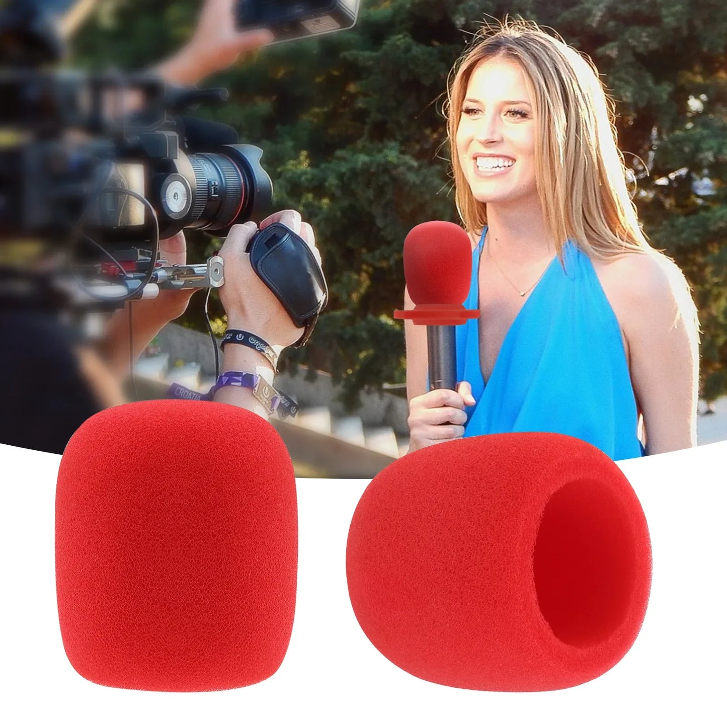 5pcs Mic Cover Microphone Windscreen for Most Handheld Microphone Windshield Thick Breathable Foam Mic Protector Wind Muff Cover