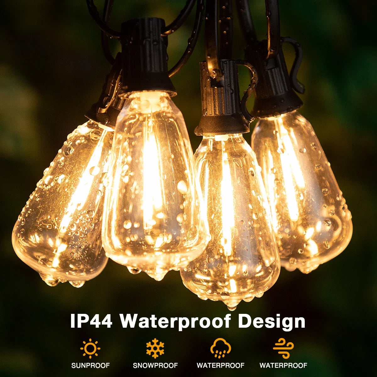 Guirlande lumineuse d'extérieur ST38, connectable, incassable, étanche, ampoule LED en plastique, variable, décoration de jardin, Patio, lumière féerique
