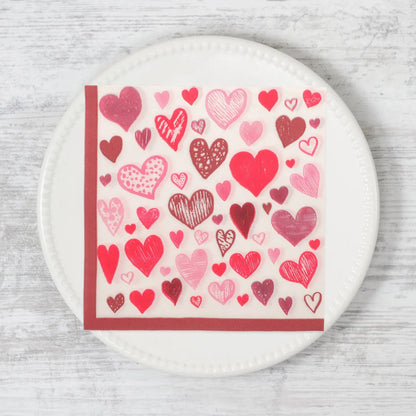 40 Serviettes en Papier Cœur Amour Élégantes Forme Carrée Parfaites pour les Couverts et la Mise en Place de la Table Serviettes de Table en Papier