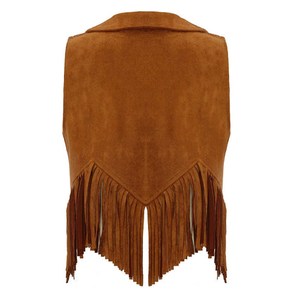 Gilet de Cowboy occidental pour enfants, garçons et filles, Costume de Cosplay d'halloween, pompon en daim, manteau ouvert sur le devant, hauts