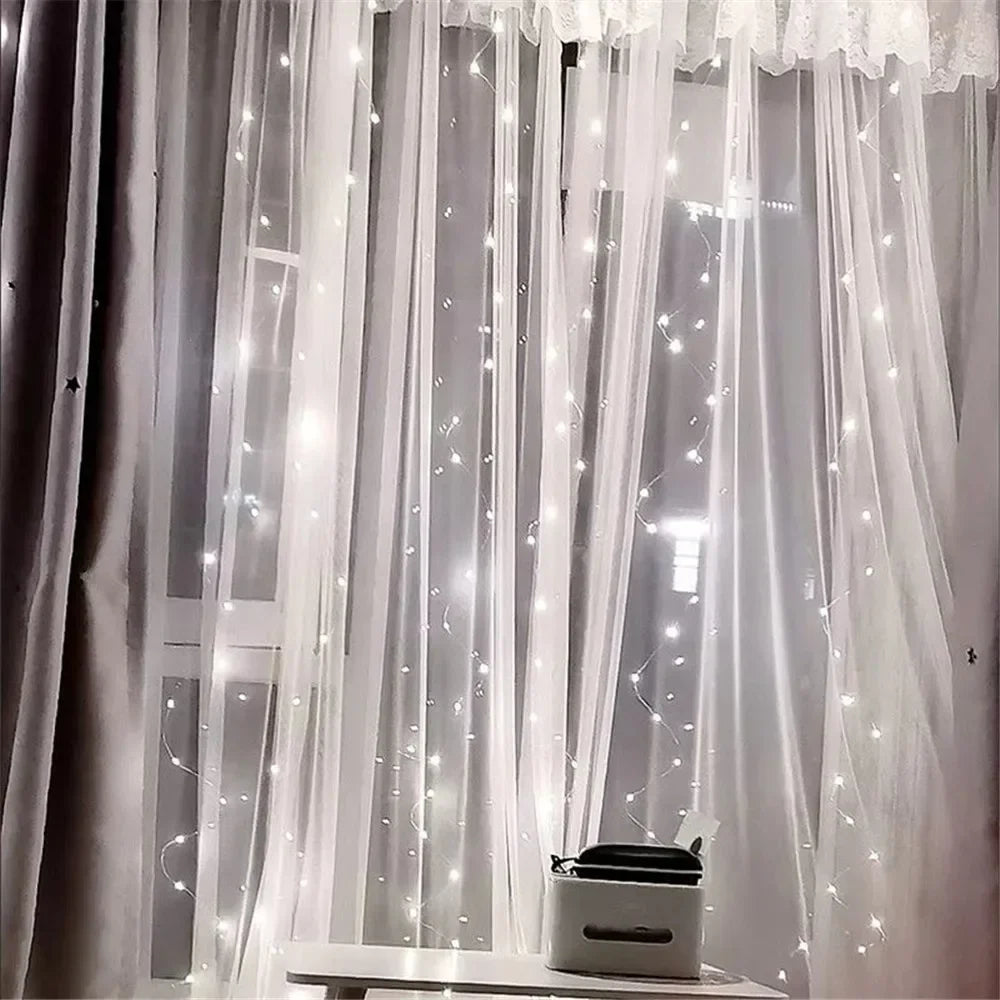 Rideaux lumineux LED alimentés par USB avec télécommande, décorations de noël pour la maison, mariage, anniversaire, chambre à coucher, lumières de fête