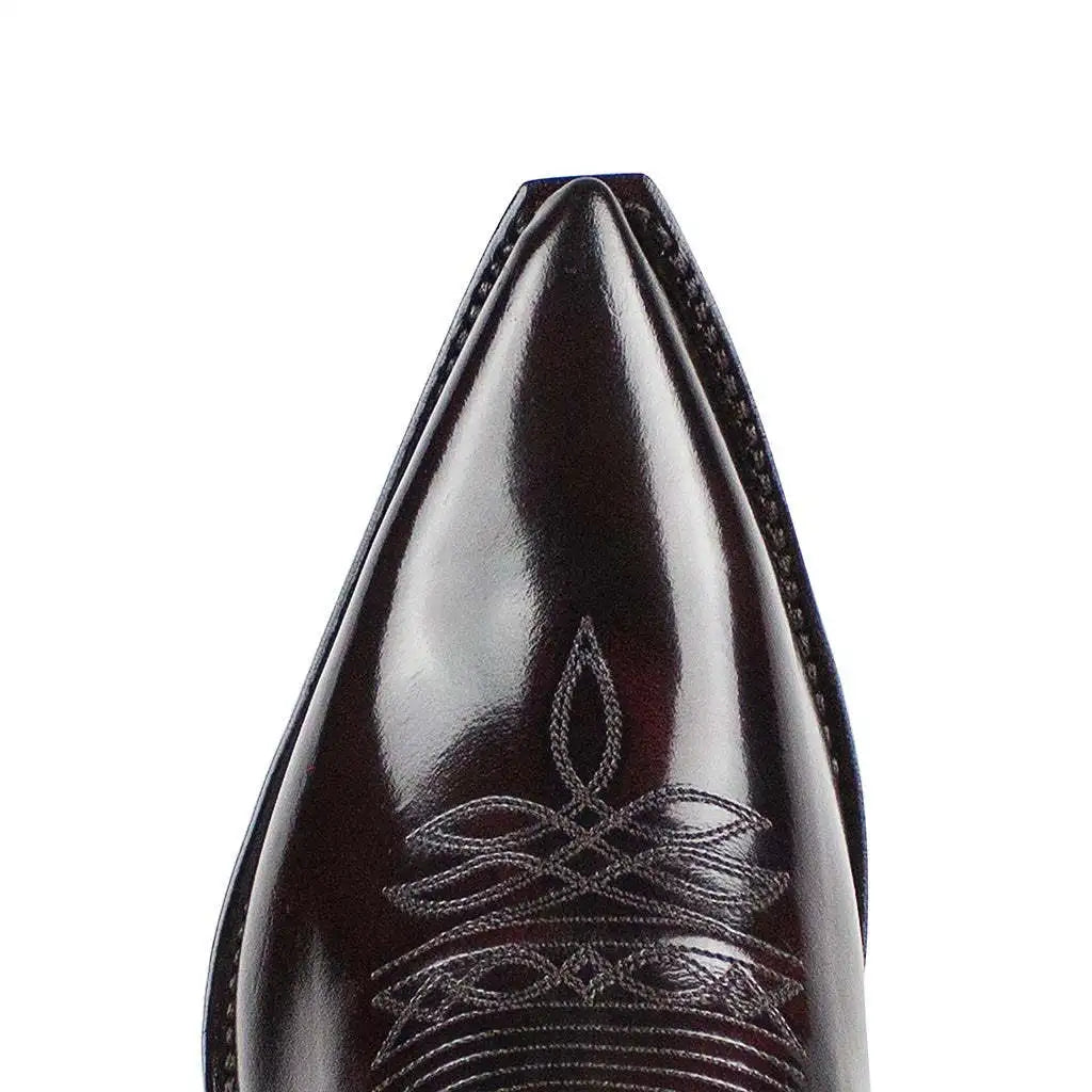 Men's Western Cowboy Boots Embroidered High Boots Retro Pointed Toe Platform Leather Shoes Slip on Plus Size Men Mid-calf Boots