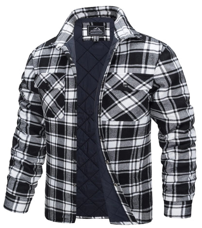 TACVASEN Veste d'hiver en coton à carreaux pour homme, manches longues, matelassée, doublée, en flanelle, multi-poches, vêtements d'extérieur, manteaux de randonnée