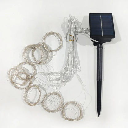 Rideau lumineux solaire 600/300/200/100LED, guirlande lumineuse féerique d'extérieur, décorations de noël et de mariage, décoration de jardin