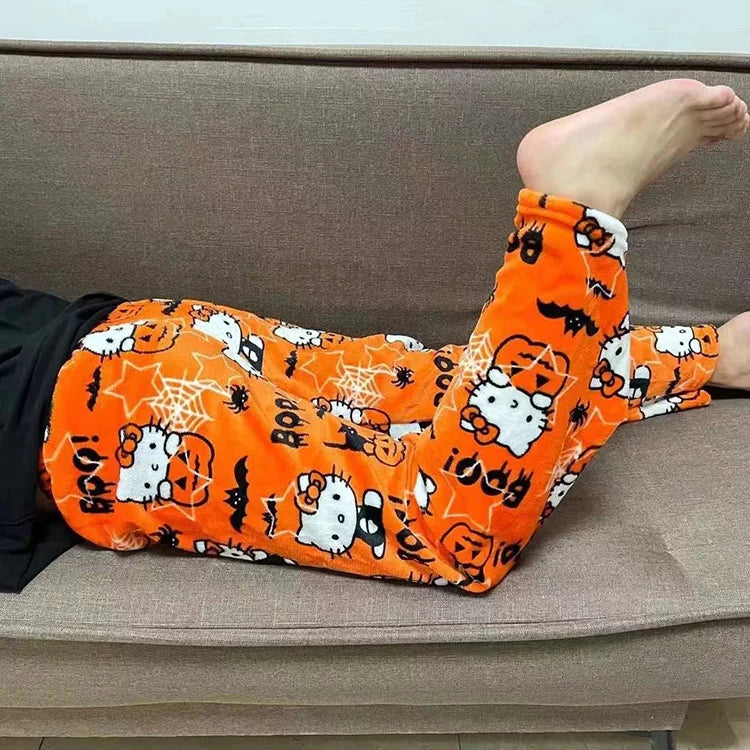 Sanrio Hello Kitty Pajamas Christmas Hello Kitty Flannel Pants Winter Warmth Pajamas Home Pants In Autumn Winter Fashion Trous