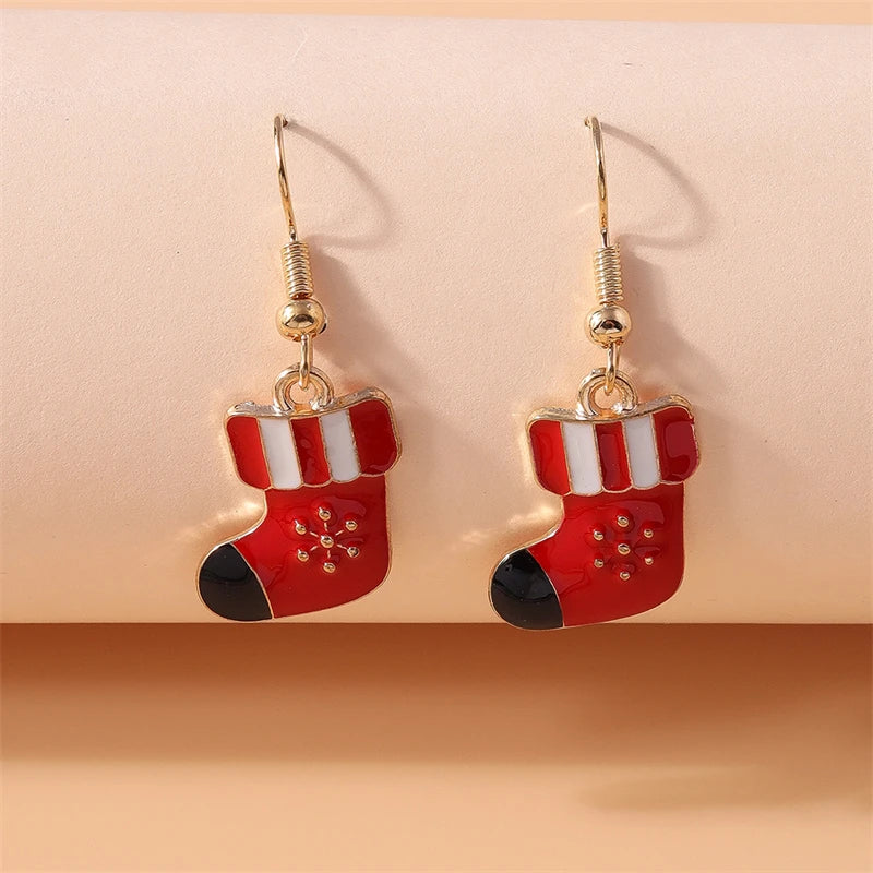 Fashion Merry Christmas Tree Deer Snowflake Santa Claus Drop Earrings for Women Girls New Year Party Festival Jewelry Gifts