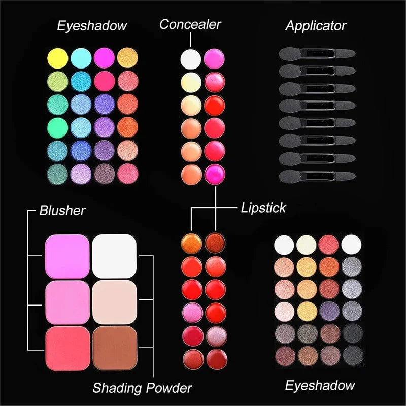 Boîte de maquillage pour femmes, combinaison de fard à paupières mat, rouge à lèvres, Eyeliner, correcteur, poudre, Maquiagem avec boîte en aluminium