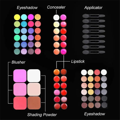 Boîte de maquillage pour femmes, combinaison de fard à paupières mat, rouge à lèvres, Eyeliner, correcteur, poudre, Maquiagem avec boîte en aluminium