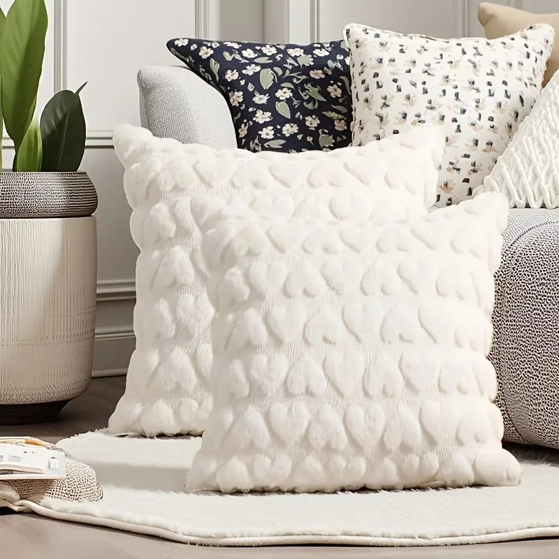 Housse de coussin en peluche pour la saint-valentin, avec coussin Jacquard brodé de cœur, pour décoration de canapé et de salon (oreiller non inclus)