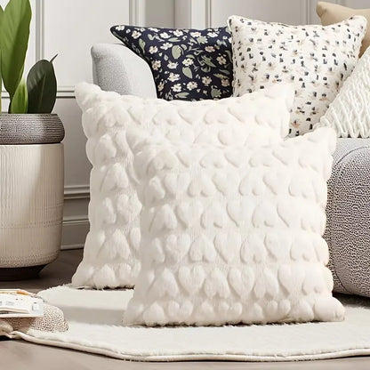 Housse de coussin en peluche pour la saint-valentin, avec coussin Jacquard brodé de cœur, pour décoration de canapé et de salon (oreiller non inclus)