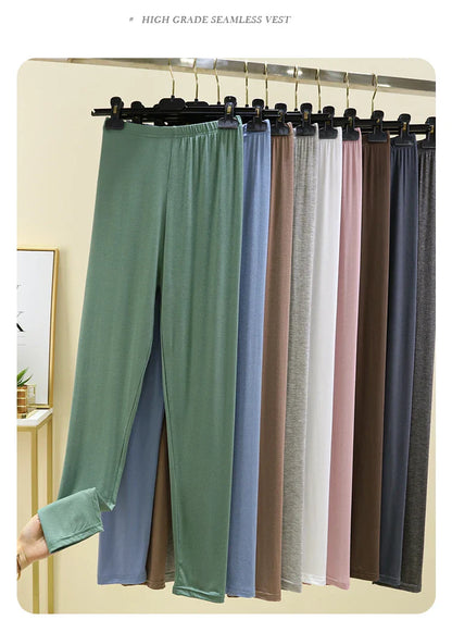 Leggings ajustés taille haute en modal, fins et élastiques, pour le printemps et l'automne, sous-vêtements, vêtements d'intérieur, pantalons longs grande taille