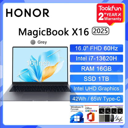 HONOR MagicBook X16 2025 Laptop Intel Core i5-13420H i7 RAM 16GB SSD 512G 1TB 16"Inch FHD Notebook Ultrabook Computer PC BRG-565