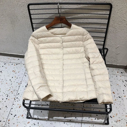 2024 New Spring Winter Women Liner Warm Down Jackets Ultralight Collarless Portable Female Padded Parkas O-Neck Puffer Overcoat