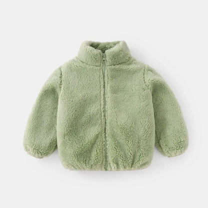 Manteau en peluche de couleur unie pour enfants, automne-hiver, chaud, pour bébés filles et garçons, veste décontractée, pardessus, vêtements pour enfants, vêtements d'extérieur pour tout-petits