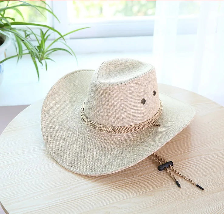 Spring Autumn Wide Brim Solid Color Men Jazz Hat Unisex Sun Protection Outdoor Women Top Hat Cowboy Cap