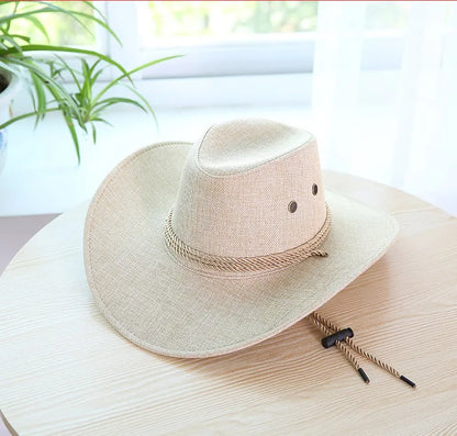 Spring Autumn Wide Brim Solid Color Men Jazz Hat Unisex Sun Protection Outdoor Women Top Hat Cowboy Cap