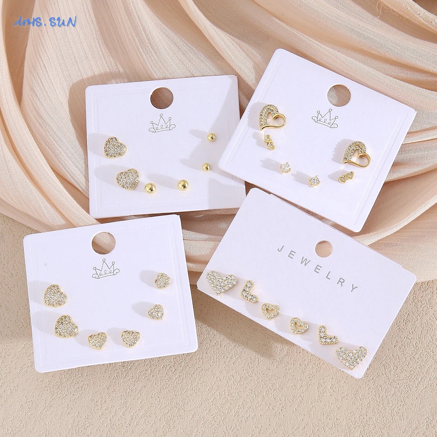 MHS.SUN-Ensemble de Boucles d'Oreilles Creuses en Forme de Cœur, pour Femme et Fille, 3 Paires