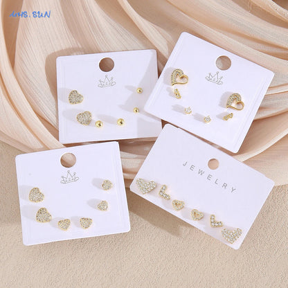 MHS.SUN-Ensemble de Boucles d'Oreilles Creuses en Forme de Cœur, pour Femme et Fille, 3 Paires