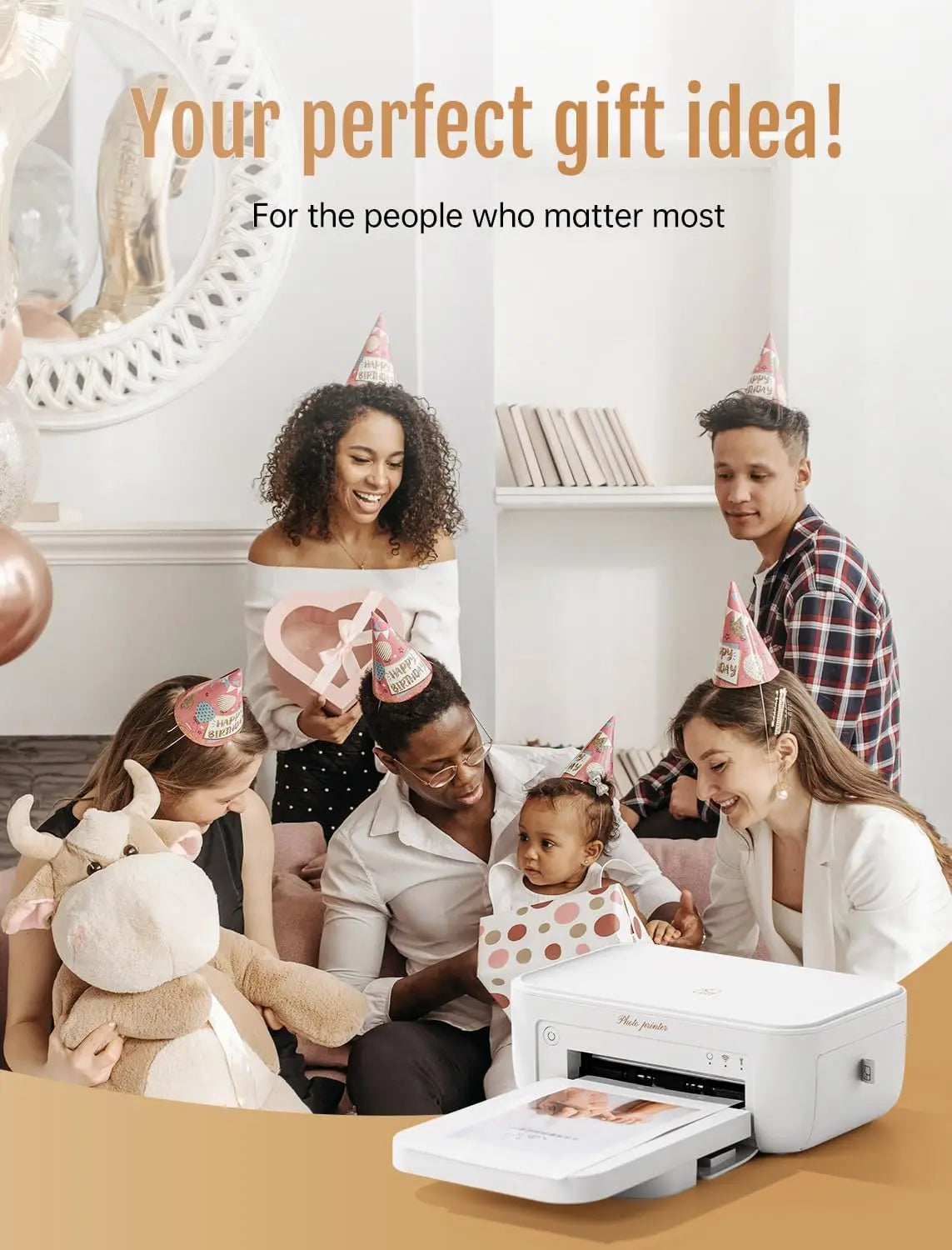 300dpi Color Photo Printer Wifi 4x6 Inch Sublimation Transfer Bluetooth Wireless Print Maker with Ribbon and Color Photo Papers
