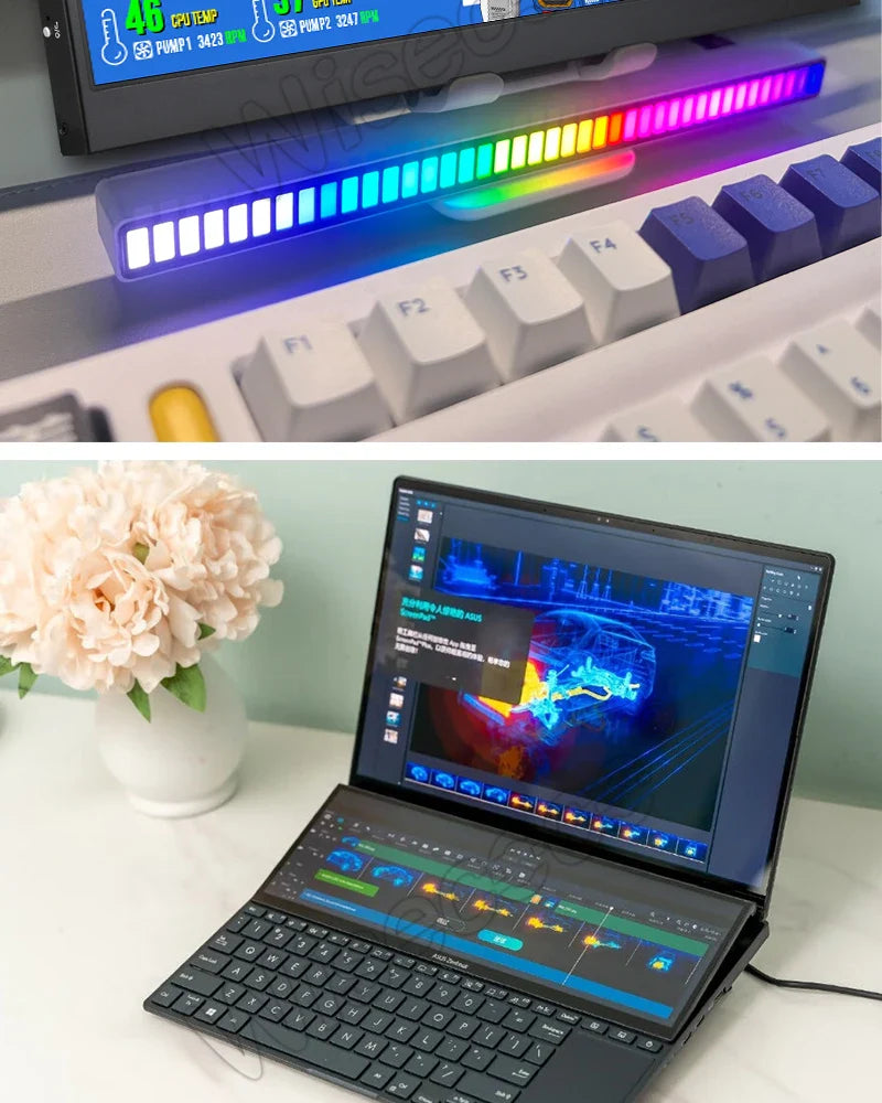 Wisecoco 14.5 Inch Stretched Bar LCD Display IPS 2560x720 2K Long Strip LCD Panel Capacitive Touchscreen USB-C Driver Board