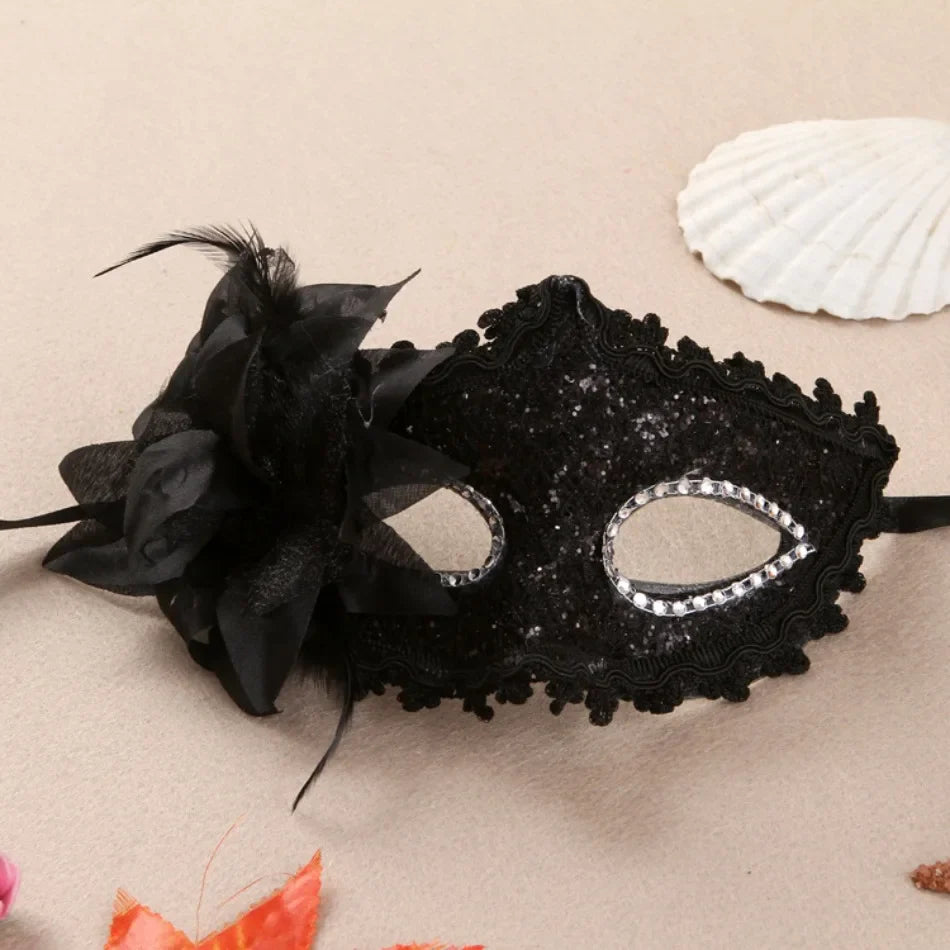 Masques de mascarade de mariage, maquillage d'halloween, dentelle, Costume noir vénitien, masque pour les yeux Vintage pour dame, robe de soirée fantaisie Cosplay