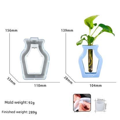 DIY 6pcs Skeletonized Hydroponic Test Tube Flower Vase Silicone Mold Gypsum Ornament Epoxy Resin Mold Home Decoration Storage