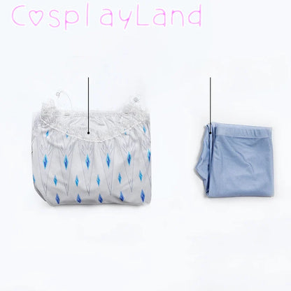 Costume de Cosplay Reine Elsa Robe Carnaval Fantaisie Halloween Femme Impression Princesse Robe Blanche Tenue Sur Mesure