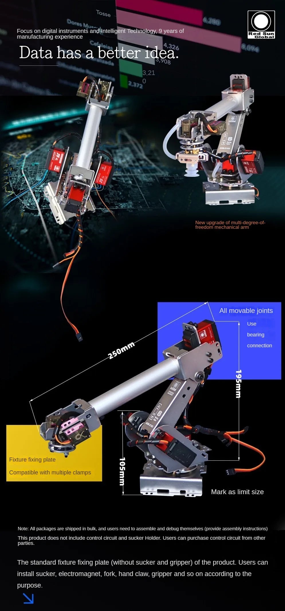 Bras Robot Industriel 6 DOF, avec Servos Numpopularité de 20kg/25 Noix, pour Raspberry, Ardu37, Kit de Bricolage Programmable