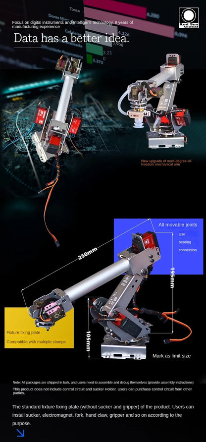 Bras Robot Industriel 6 DOF, avec Servos Numpopularité de 20kg/25 Noix, pour Raspberry, Ardu37, Kit de Bricolage Programmable