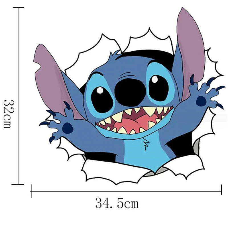 Autocollants muraux Lilo & Stitch pour chambres d'enfants, crèche, salon, chambre à coucher, décoration murale, affiche animée