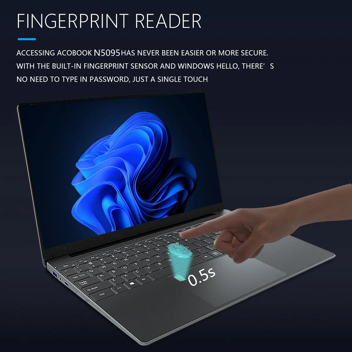AKPAD Intel Celeron 11ÈME N5095 Ordinateur portable 15,6 pouces 16 Go RAM 1 To SSD Double bande Wi-Fi Bureau Classe en ligne Windows 10/11