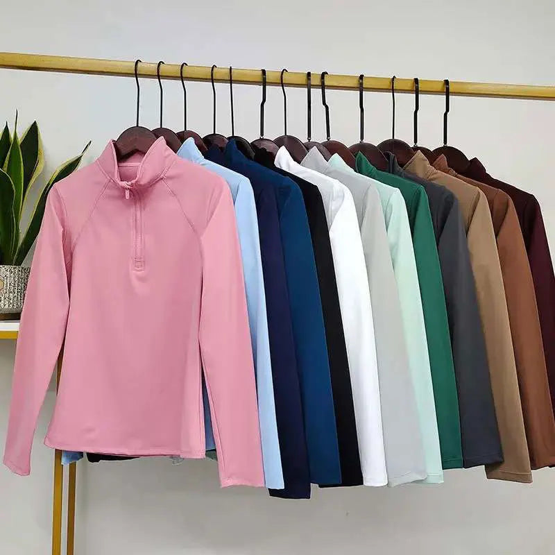 MXLLINA Burgundy Horse Riding T-Shirts Women Soft Equestrian Long Sleeve Tops Ladies Rider Show Base Layer T-shirt Wear Clothing