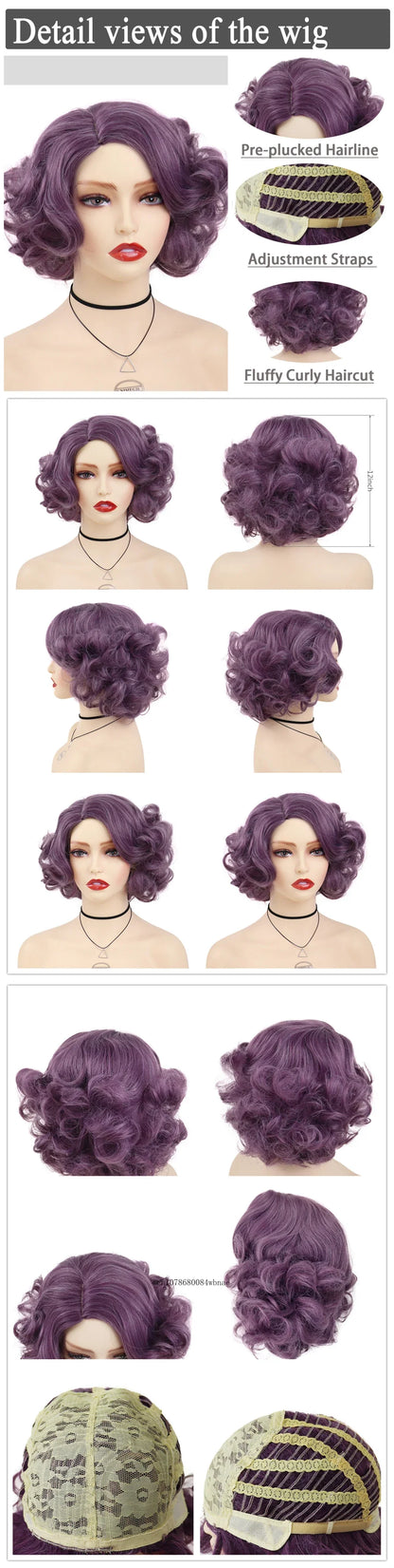 Synthetic Hair Pink Short Curly Wig for Women Big Wavy 80s Cosplay Wigs Halloween Costume Harajuku Anime Wig Natural Looking