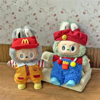 Tenue de travail Vêtements pour poupée Labubu Mode Café Fast-food Frites Hamburgers Tenue Vêtements Accessoires Cosplay