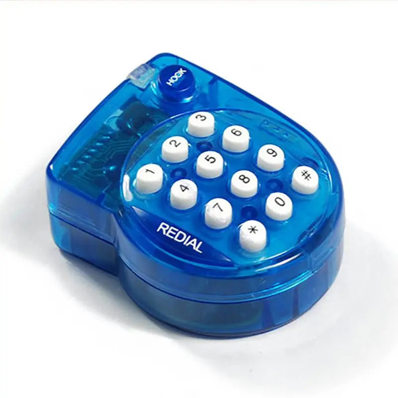 Mini téléphone fixe filaire Portable, avec casque, cadran à bouton, réposition rapide, petit téléphone pour conférence de bureau, bleu
