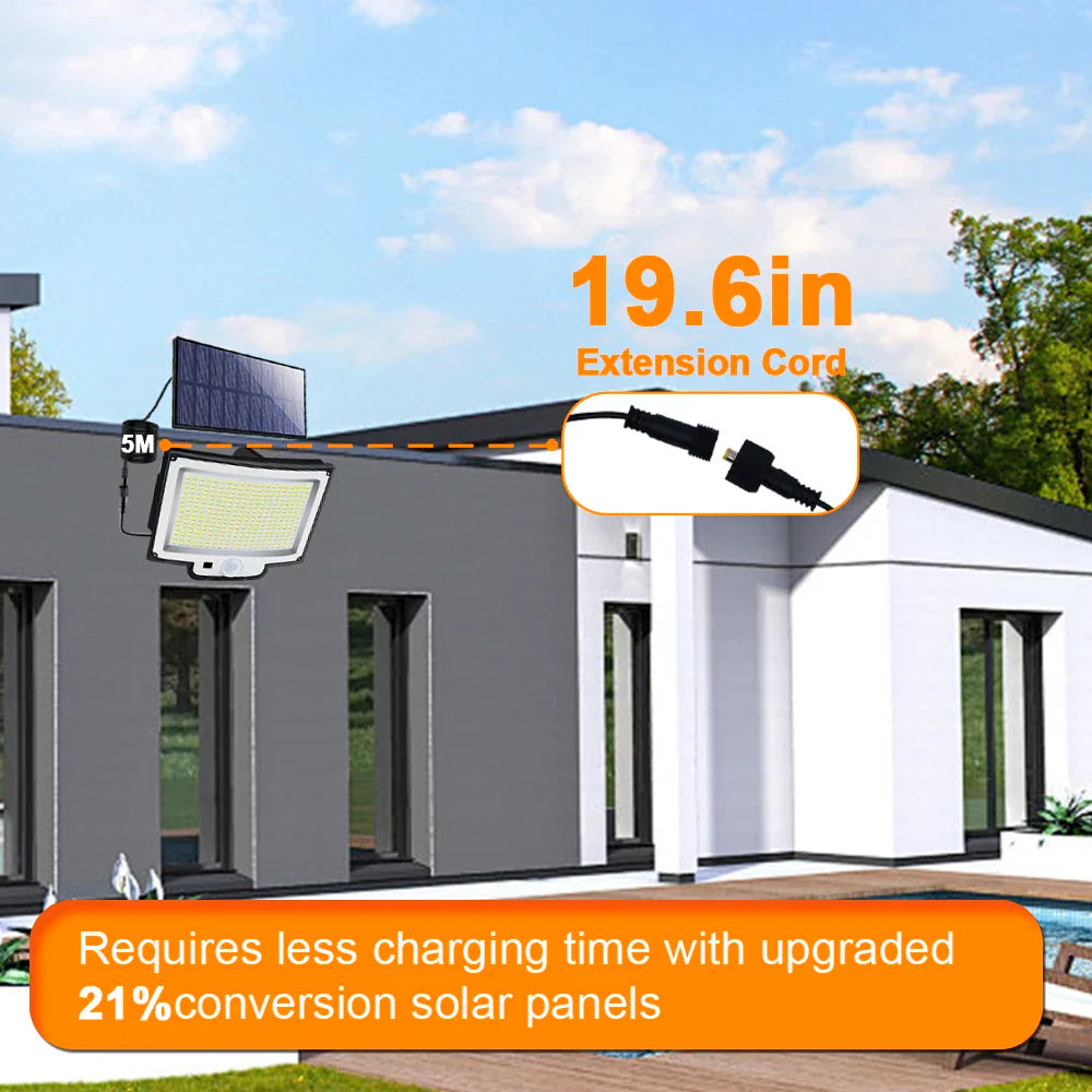 Lumières d'inondation solaires extérieures 106/318 LED lumières de mouvement solaires lumières de sécurité solaires à distance appliques murales étanche 3 Modes jardin