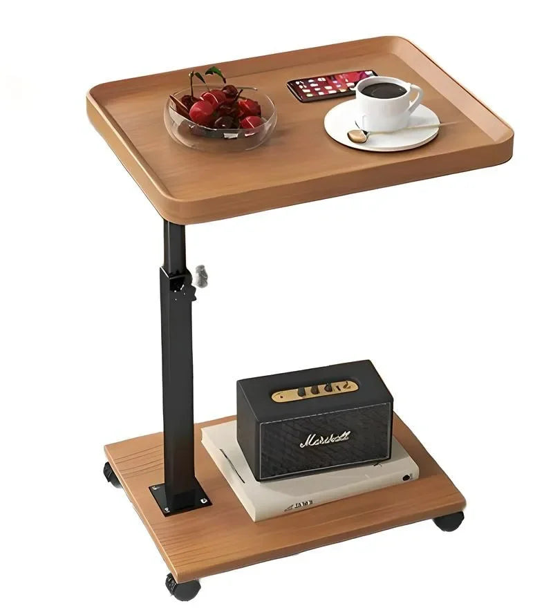 Chariot roulant réglable, Table de chevet, bureau pour ordinateur portable, lit médical pour la maison, plateau alimentaire 360 °   Bureau à domicile de table de plateau de canapé rotatif