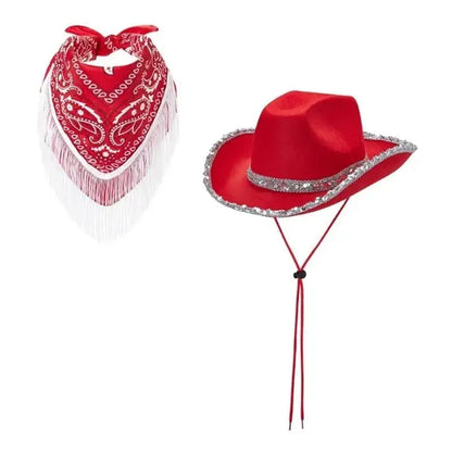 Ensemble chapeau écharpe Cowgirl 31BB, écharpe Cool pour Festival musique, fête costumée