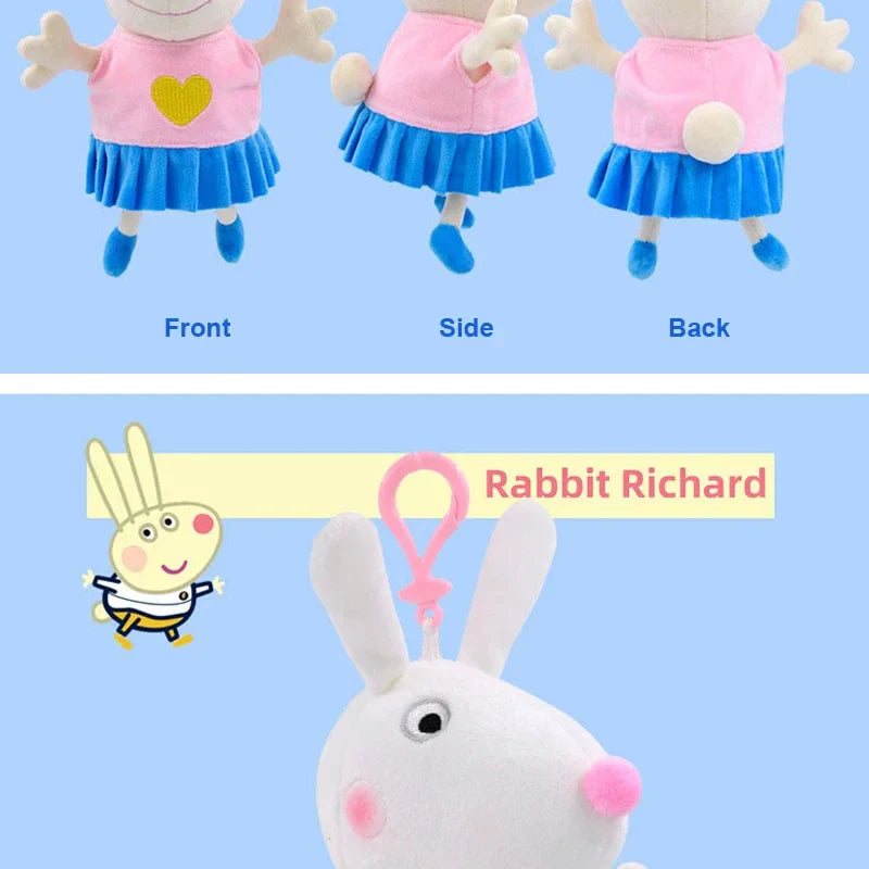 19CM Genuine Peppa Pig George Stuffed Plush Toys High Quality Keyring Hot Cartoon Animal Doll Pendant Children's Birthday Gifts