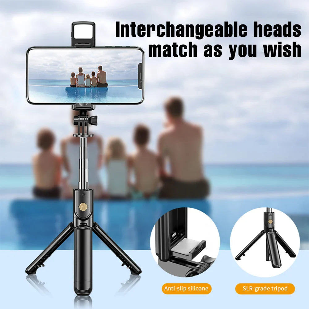 Trépied sans fil pour perche à Selfie, avec télécommande Bluetooth légère, extensible, pour iPhone, téléphone portable, Tiktok, Streaming en direct
