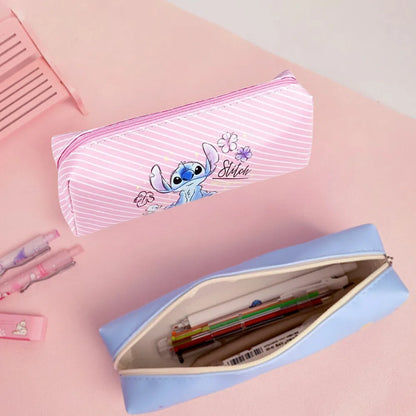 MINISO Stitch Anime Pencil Case Stitch Print Pen Bag  Cartoon Students Storage Bag Stationery kids Toy Student Christmars Gift