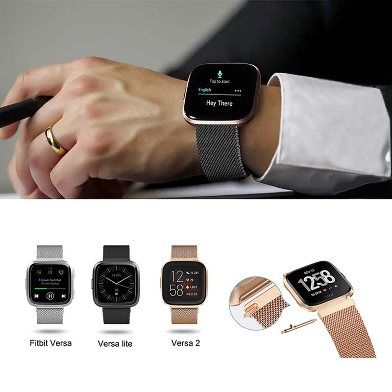 Metal Loop Strap For Fitbit Versa 2 Lite Sense Band Wrist  Replacement Magnetic Bracelet For fit bit versa 3 4 blaze Watchband