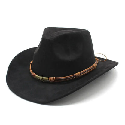 Western Cowboy Hat Jazz Knight Hats For Men Ethnic Style Felt Hats With Bull Shaped Decor Grassland Country Hat Sombrero